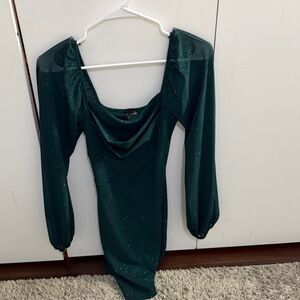 Elegant Green Long Sleeve Dress
